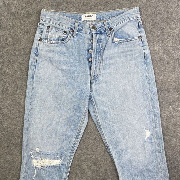 AGOLDE Riley High Rise Straight Crop Jeans Size 28 Light Wash a066b-983 - Picture 2 of 13